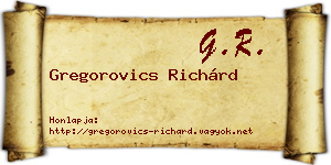 Gregorovics Richárd névjegykártya